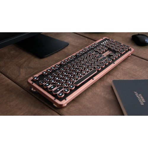  Azio Retro Classic Bluetooth Elwood - Luxury Vintage Backlit Mechanical Keyboard, BrownGrey (MK-RETRO-W-BT-01-US)