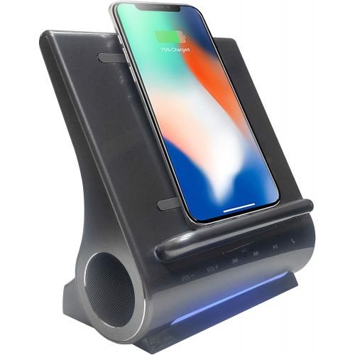  [아마존베스트]Azpen Dockall D108 Wireless Charging Dock w/Bluetooth Speakers. Qi-Certified Wireless for 7.5W Charging with iPhone Xs Max/XR/XS/S/ 8/ 8Plus/ 10W for Galaxy S10/ S9/ S9+/ S8/ Note