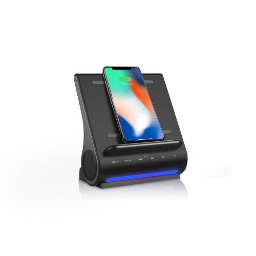  Azpen D100 Wireless Charging Station with Multiple USB Ports + Bluetooth Speaker System