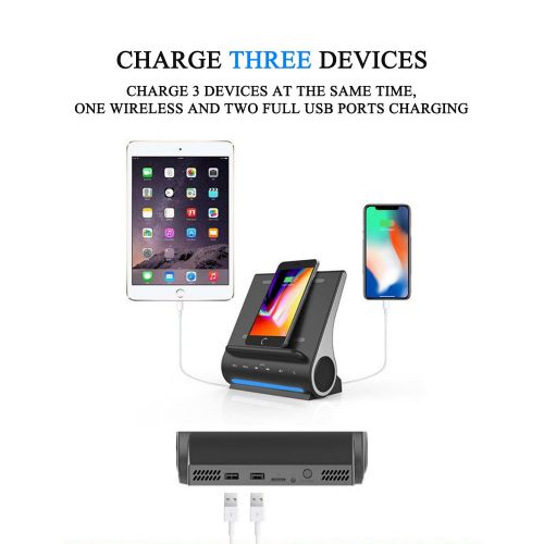  Azpen D100 Wireless Charging Station with Multiple USB Ports + Bluetooth Speaker System