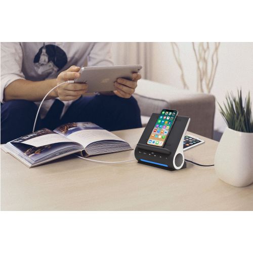  Azpen D100 Wireless Charging Station with Multiple USB Ports + Bluetooth Speaker System