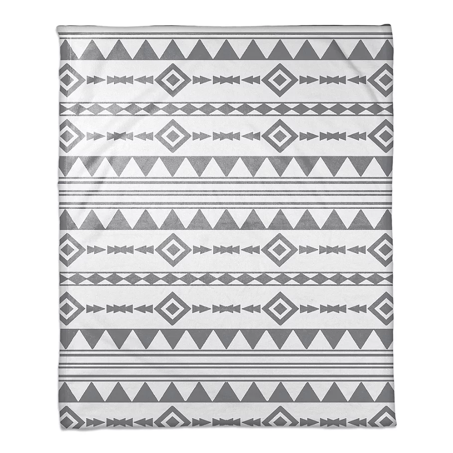  Aztec Throw Blanket in GreyWhite