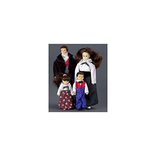  Aztec Imports Dollhouse Miniature Modern Victorian Doll Family, 4pc, Brunette