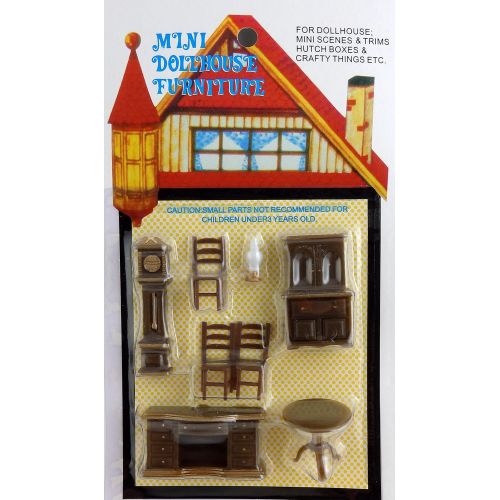  Aztec Imports, Inc. Dollhouse Miniature 1:48 Scale Plastic Dining Room Furniture Set Suite