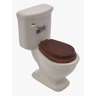 Aztec Imports, Inc. White Ceramic Dollhouse Toilet with Realistic Plastic Toilet Seat and Decorative Floral Decal 1:12 Scale