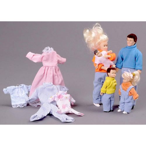  Aztec Imports, Inc. Dollhouse Miniature 5-Pc. Doll Family with Extra Clothes