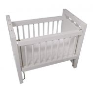 Aztec Imports, Inc. Wooden Dollhouse Miniature White Baby Crib with Padded Mattress 1:12 Scale