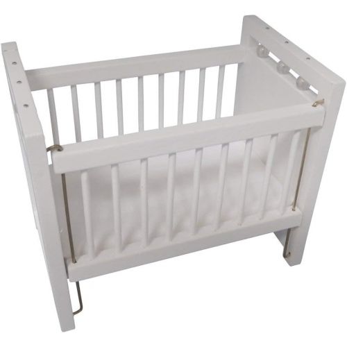  Aztec Imports, Inc. Wooden Dollhouse Miniature White Baby Crib with Padded Mattress 1:12 Scale