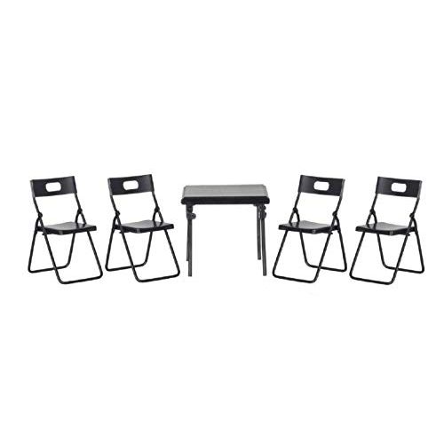  Aztec Imports, Inc. Dollhouse Miniature 5-Pc. Black Metal Folding Table & Chairs Set