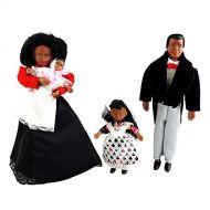 Aztec Imports, Inc. Dollhouse Miniature Victorian Black Family of 4 People Bendable Poseable 1:12
