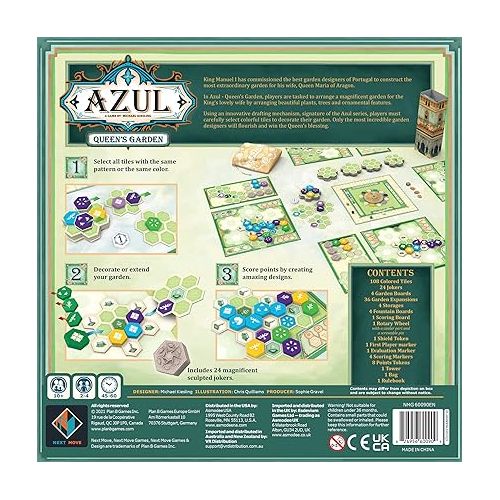  Azul Queen's Garden Board Game - Create a Royal Paradise! Mosaic Tile Placement Strategy Game for Kids and Adults, Ages 10+, 2-4 Players, 45-60 Minute Playtime, Made by Next Move Games