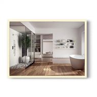 B&C Crystal Super Slim Bathroom Mirror 48x36 Vertical or Horizontal | LED Backlit | Polished Edge &Frameless | Defogger & Dimmer|Touch Switch|Copper Free Silver Backed |