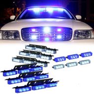 B&F 54 X LED w 18 X LED Emergency Vehicle Strobe Lights for Front Grille Deck Warning Light (54 LED w 18 LED, Blue and White)