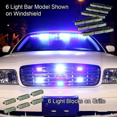  B&F 54 X LED w 18 X LED Emergency Vehicle Strobe Lights for Front Grille Deck Warning Light (54 LED w 18 LED, Blue and White)