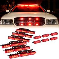 B&F 54 X LED w 18 X LED Emergency Vehicle Strobe Lights for Front Grille Deck Warning Light (54 LED w 18 LED, Red)