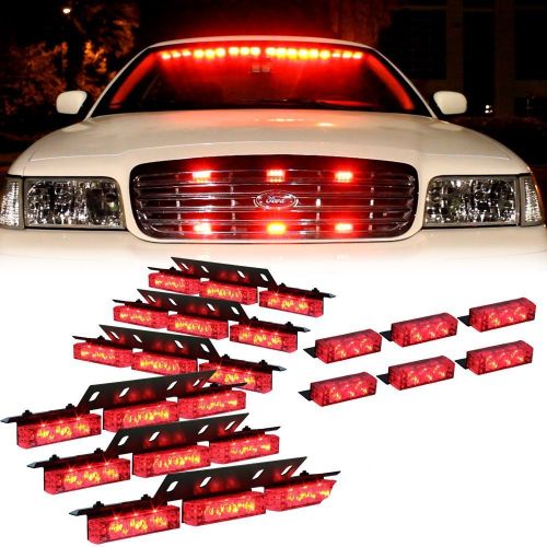  B&F 54 X LED w 18 X LED Emergency Vehicle Strobe Lights for Front Grille Deck Warning Light (54 LED w 18 LED, Red)