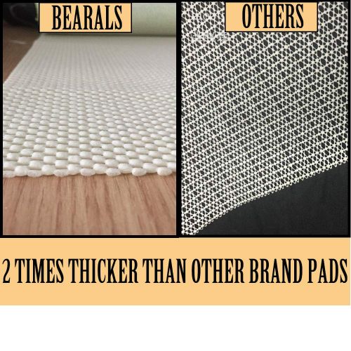  B BEARALS Bearals Rug Pad, Non Slip Rug Grippers 30 x 200 cm for Hard Surface Floor, Extra Thick Area Rug Pad for Cushion Under Rug, Keeps Your Rugs Safe and in Place