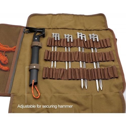  B Baosity Tent Stake Storage Bag - Can Hold up to 20 pegs(7.87 to 13.78), Tent Pegs Pouch Holder, Portable Tent Nail Hammer Bag