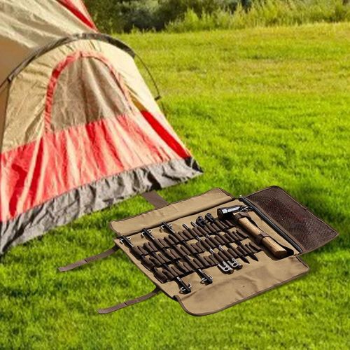  B Baosity Tent Stake Storage Bag - Can Hold up to 20 pegs(7.87 to 13.78), Tent Pegs Pouch Holder, Portable Tent Nail Hammer Bag