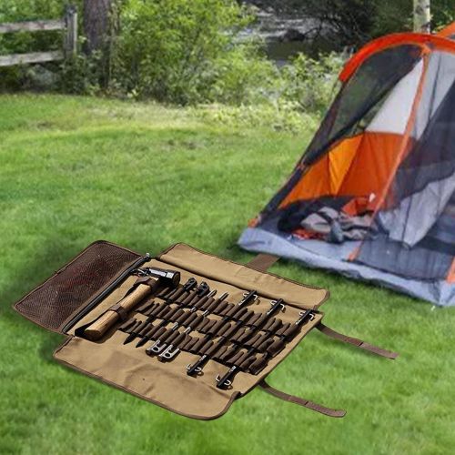  B Baosity Tent Stake Storage Bag - Can Hold up to 20 pegs(7.87 to 13.78), Tent Pegs Pouch Holder, Portable Tent Nail Hammer Bag