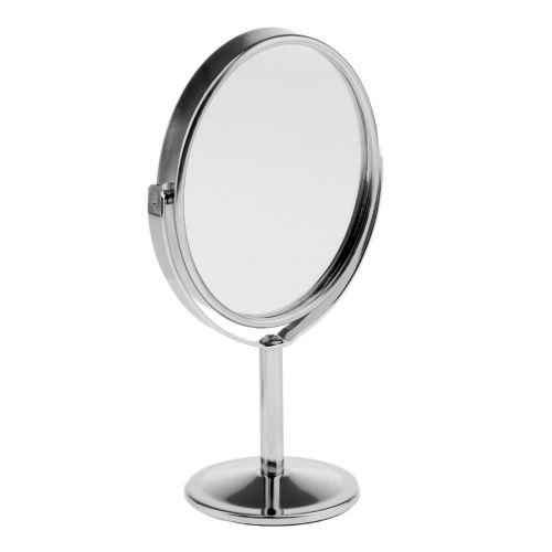  B Blesiya 3 inch Mini Women Beauty Makeup Cosmetic Mirror Oval Compact Dual Side Normal + Magnifying Mirror Silver/Bronze - Silver