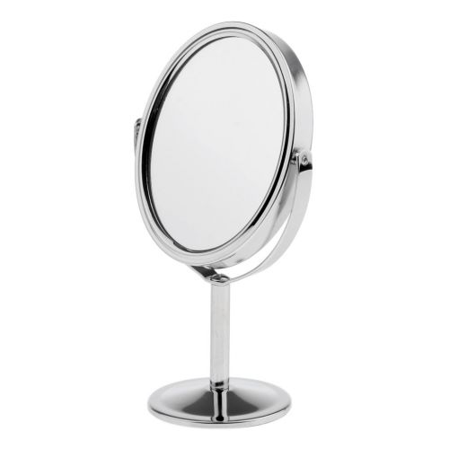  B Blesiya 3 inch Mini Women Beauty Makeup Cosmetic Mirror Oval Compact Dual Side Normal + Magnifying Mirror Silver/Bronze - Silver