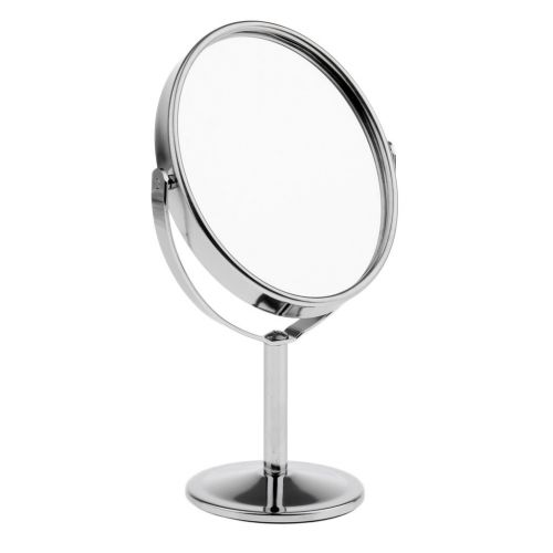  B Blesiya 3 inch Mini Women Beauty Makeup Cosmetic Mirror Oval Compact Dual Side Normal + Magnifying Mirror Silver/Bronze - Silver