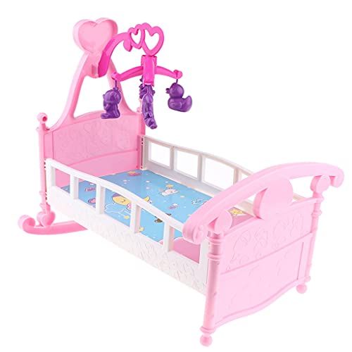  B Blesiya Simulation Doll Rocking Bed Rocking Cradle Toy Dollhouse Miniature Bedroom Furniture for MellChan Baby Doll 9-11inch Reborn Doll