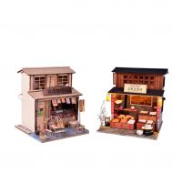 B Blesiya DIY Miniature Dollhouse House Kit Furniture Wooden Handmade Creative House Model Toy Gift 1:24 Scale (BBQ Shop & Tofu Shop)