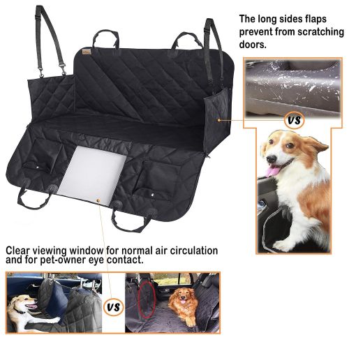  B-comfort Dog Car Seat Covers Hammock for Pets-Back Seat and Doors Protector-Backseat Barrier-Side Flaps,Leak-Proof,Anti-Scratch,Nonslip-Black