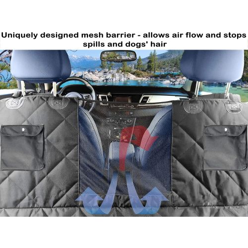  B-comfort Dog Car Seat Covers Hammock for Pets-Back Seat and Doors Protector-Backseat Barrier-Side Flaps,Leak-Proof,Anti-Scratch,Nonslip-Black