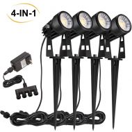 B-right 4 X 3W Outdoor Landscape Spotlights 4-in-1 Landscape Lighting with Stand Spike LED Pathway Lights 12V Low Voltage Waterproof for Lawn Pathway