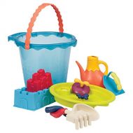 B. toys by Battat B. Toys  Shore Thing  Large Beach Playset  Large Bucket Set (Sea Blue) with 11 Funky Sand Toys for Kids  Phthalates & Bpa Free  18 M+