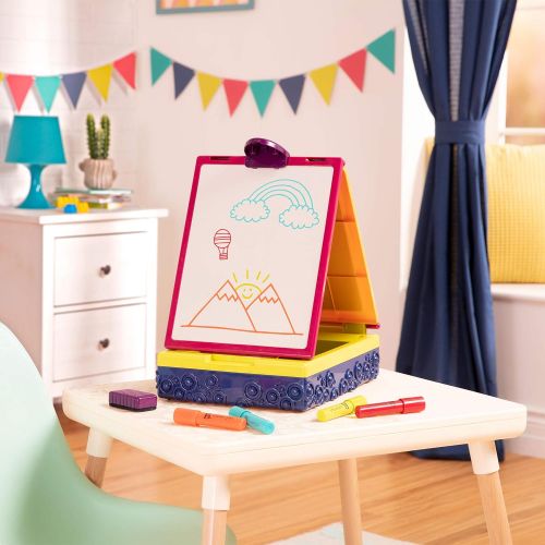  [아마존 핫딜] [아마존핫딜]B. toys by Battat B. Toys  Table Top Easel for Kids  Take It Easel  Double Sided  Chalkboard & Whiteboard  Portable & Foldable  Storage  Chalk, Markers, Eraser