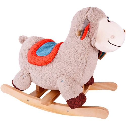  [아마존베스트]B. toys by Battat  Loopsy Wooden Rocking Sheep  Rodeo Rocker  Bpa Free Plush Ride On Sheep Rocking Horse for Toddlers & Babies 18M+, Multicolor