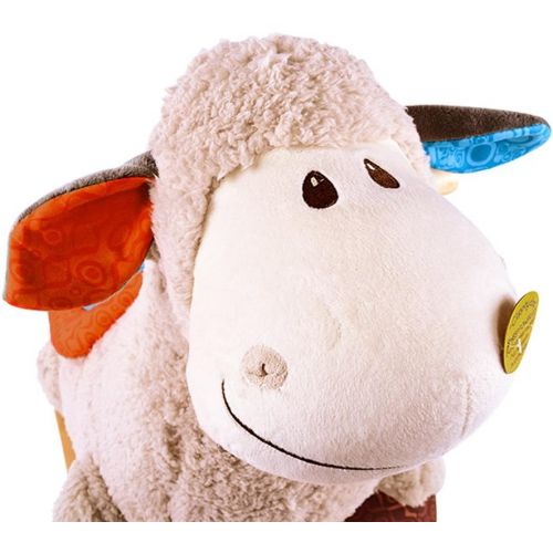  [아마존베스트]B. toys by Battat  Loopsy Wooden Rocking Sheep  Rodeo Rocker  Bpa Free Plush Ride On Sheep Rocking Horse for Toddlers & Babies 18M+, Multicolor