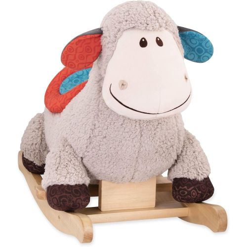  [아마존베스트]B. toys by Battat  Loopsy Wooden Rocking Sheep  Rodeo Rocker  Bpa Free Plush Ride On Sheep Rocking Horse for Toddlers & Babies 18M+, Multicolor