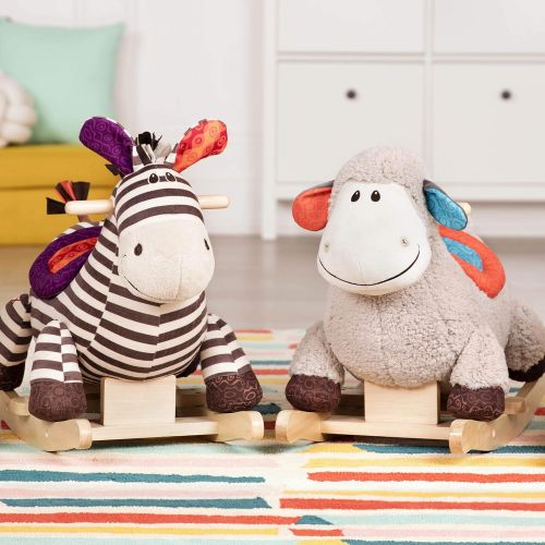  [아마존베스트]B. toys by Battat  Loopsy Wooden Rocking Sheep  Rodeo Rocker  Bpa Free Plush Ride On Sheep Rocking Horse for Toddlers & Babies 18M+, Multicolor