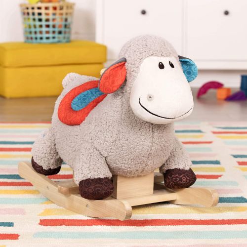  [아마존베스트]B. toys by Battat  Loopsy Wooden Rocking Sheep  Rodeo Rocker  Bpa Free Plush Ride On Sheep Rocking Horse for Toddlers & Babies 18M+, Multicolor