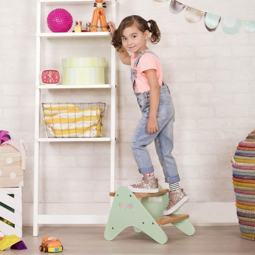  [아마존베스트]B. spaces by Battat - Peek-a-Boost  Wooden Two-Step Stool  Mint & Wood