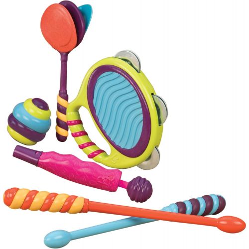  [아마존베스트]B toys  Drumroll Please  7 Musical Instruments Toy Drum Kit for Kids 18 months + (7-Pcs)