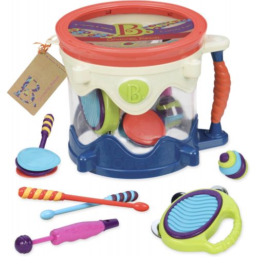  [아마존베스트]B toys  Drumroll Please  7 Musical Instruments Toy Drum Kit for Kids 18 months + (7-Pcs)