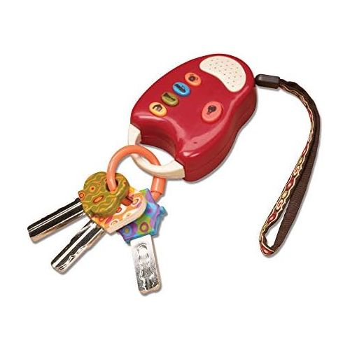  [아마존베스트]B. toys  FunKeys Toy  Funky Toy Keys for Toddlers and Babies  Toy Car Keys and Red remote with Light and Sounds 100% Non-Toxic and BPA-Free