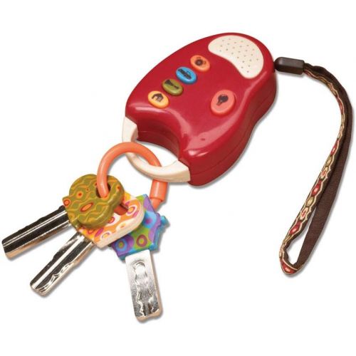  [아마존베스트]B. toys  FunKeys Toy  Funky Toy Keys for Toddlers and Babies  Toy Car Keys and Red remote with Light and Sounds 100% Non-Toxic and BPA-Free