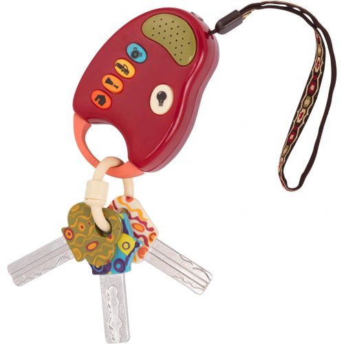  [아마존베스트]B. toys  FunKeys Toy  Funky Toy Keys for Toddlers and Babies  Toy Car Keys and Red remote with Light and Sounds 100% Non-Toxic and BPA-Free