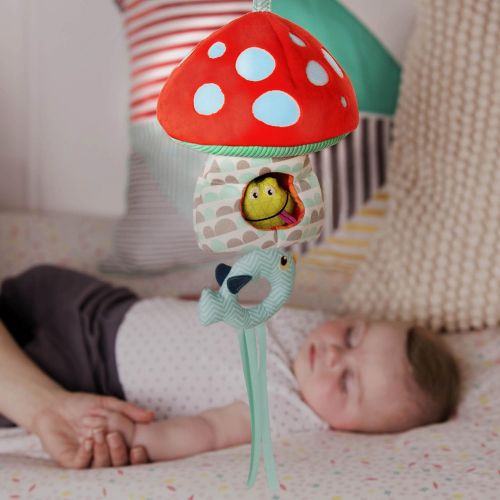  [아마존베스트]B. toys  Magical Mellow-Zzzs Nursery Mobile  Musical Pullstring Baby Mobile with Soft Light  Natural Take Along Mobile - 100% Non-Toxic and BPA-Free