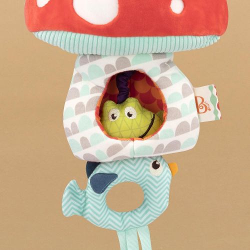  [아마존베스트]B. toys  Magical Mellow-Zzzs Nursery Mobile  Musical Pullstring Baby Mobile with Soft Light  Natural Take Along Mobile - 100% Non-Toxic and BPA-Free