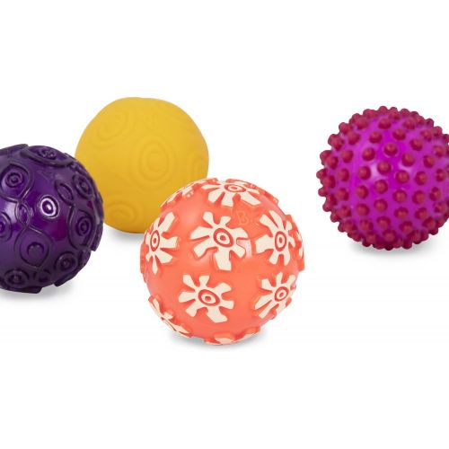  B. toys by Battat B. Toys  Oddballs - 4 Sensory Toy Balls in Warm Colors for Toddlers Aged 6 Months +