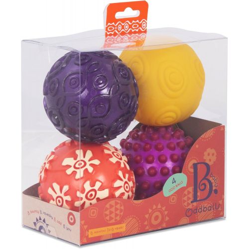  B. toys by Battat B. Toys  Oddballs - 4 Sensory Toy Balls in Warm Colors for Toddlers Aged 6 Months +