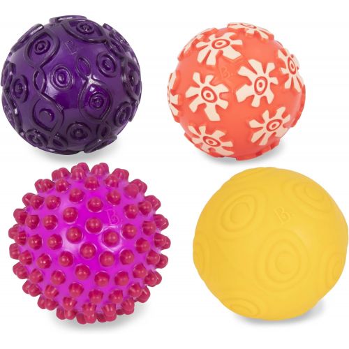  B. toys by Battat B. Toys  Oddballs - 4 Sensory Toy Balls in Warm Colors for Toddlers Aged 6 Months +
